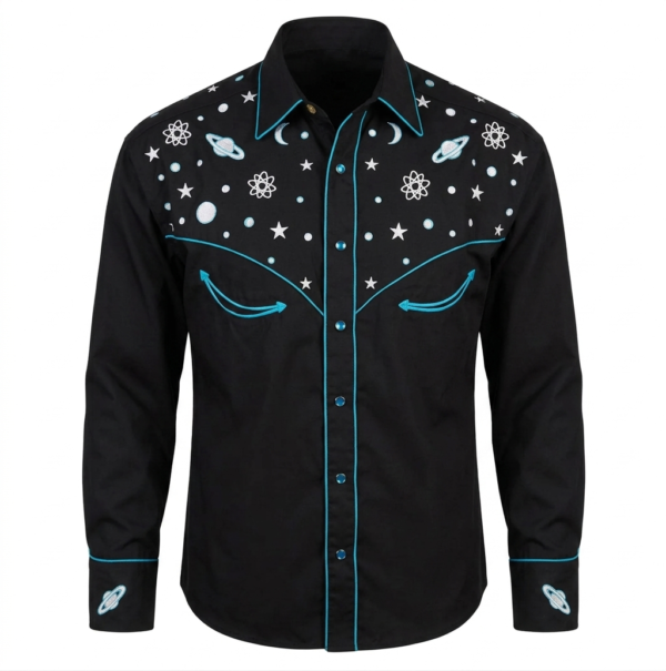 men’s black western shirt