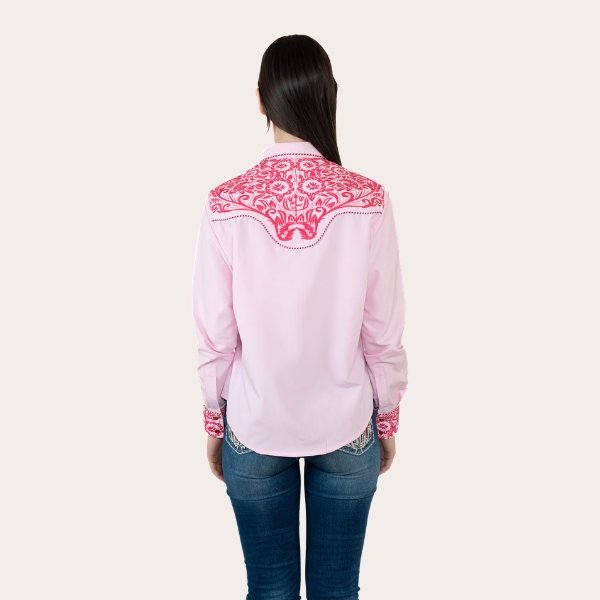 Pink Cowgirl Embroidered Top