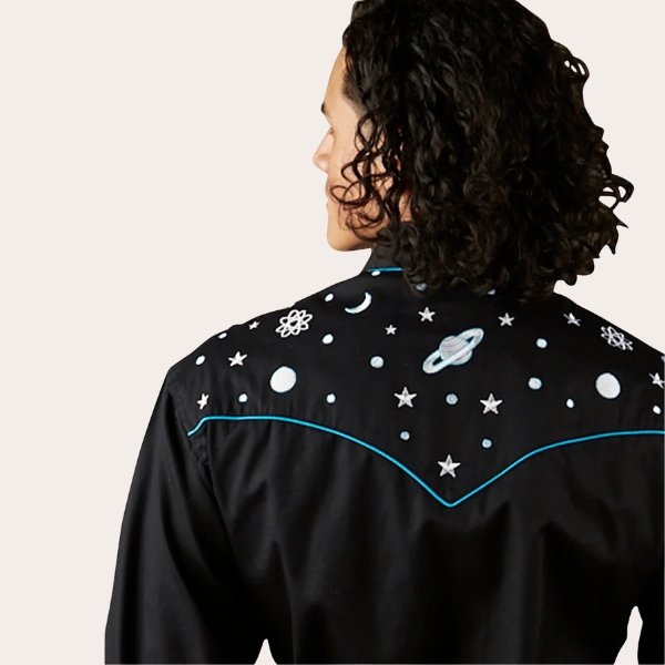 Space-Themed Embroidered Shirt