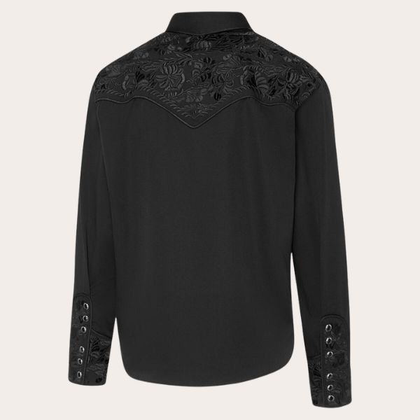 black embroidered cowboy shirt