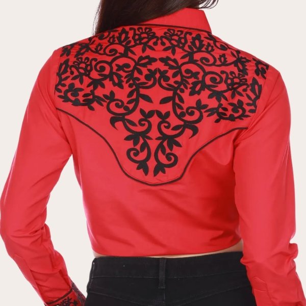 Crimson Embroidery Top