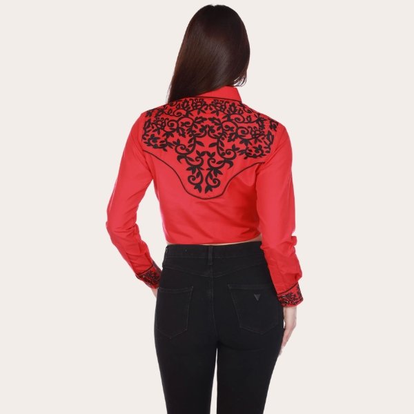 Red Floral Embroidery Shirt (2)